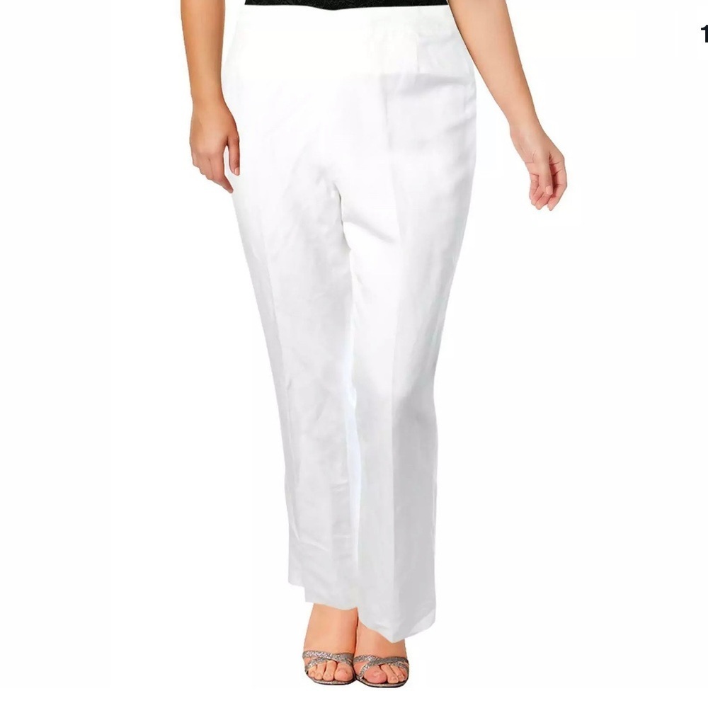 Kasper‎ Audrey Pant White Linen Blend Size 12